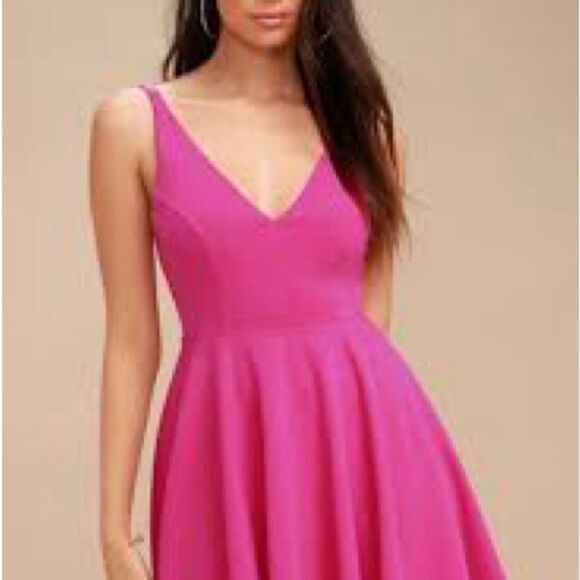 Lulu’s Darling Delight Raspberry Pink Skater Dress - Picture 4 of 11